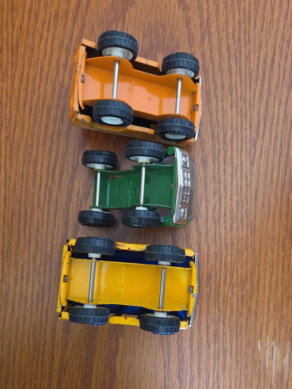 Vtg (3) Buddy L Mini Metal Vehicle Set - Yellow, Orange & Green